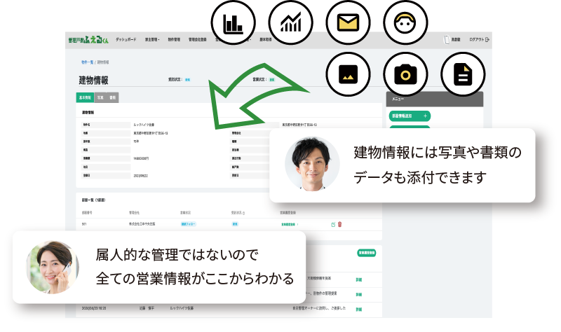 建物に関する複数データを一元管理イメージ